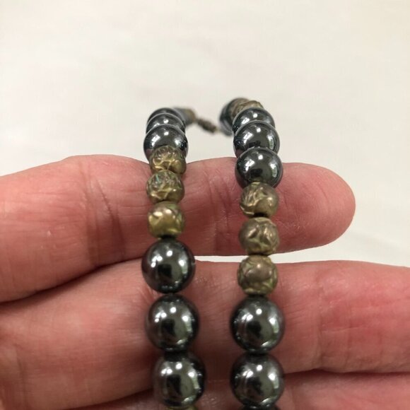 Black Spider Necklace Hematite Chain 24" Estate Sale Halloween Gothic - Picture 7 of 9